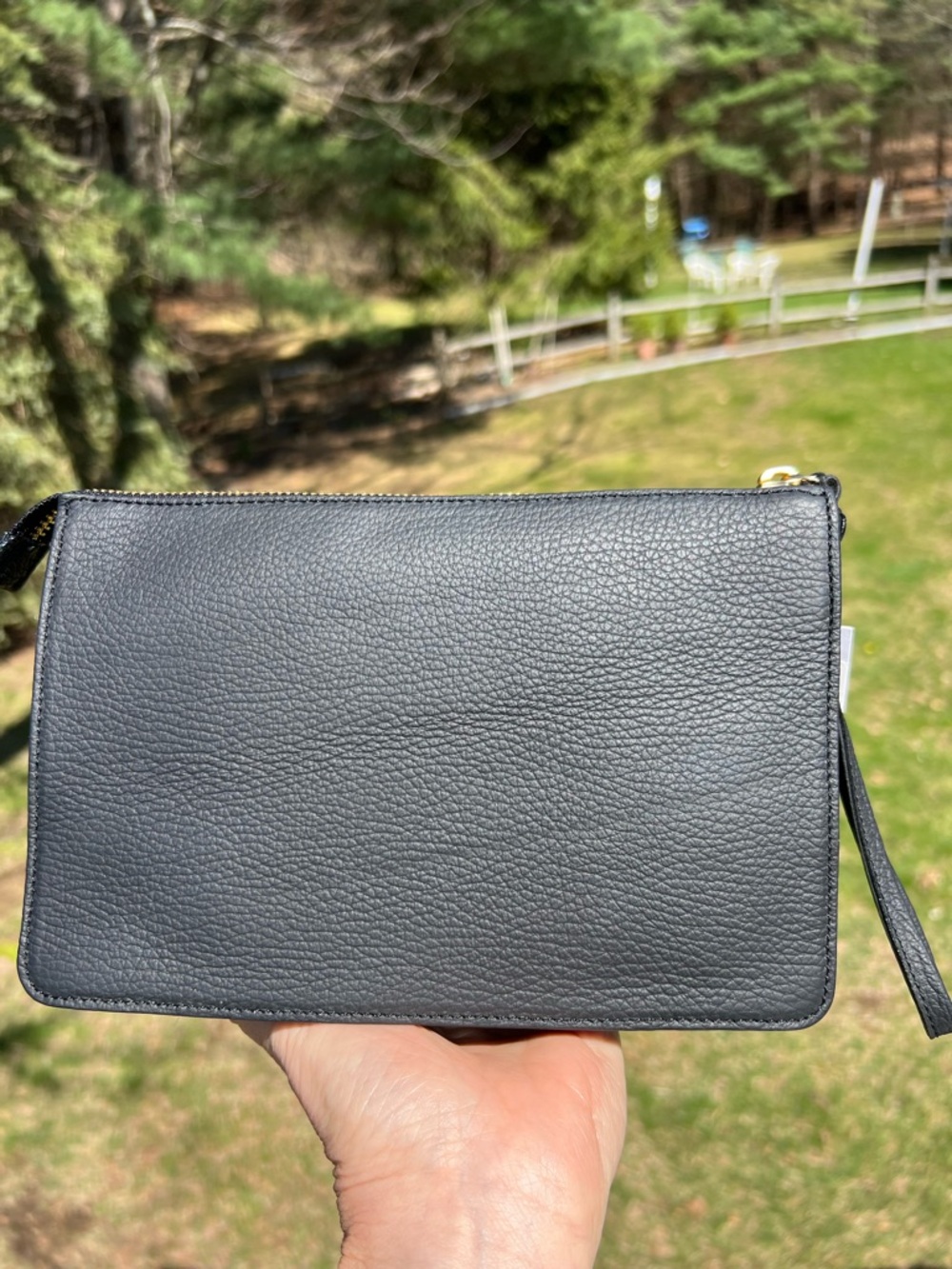 Brahmin Black Leather & Brown Leopard Calf Hair Clutch - Picture 8 of 8